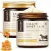 2 Pièces Beef Tallow for Skin, Suif de Bœuf Soins pour le Corps, Tallow and Honey Balm, 100% Naturel et Biologique pour le Vi