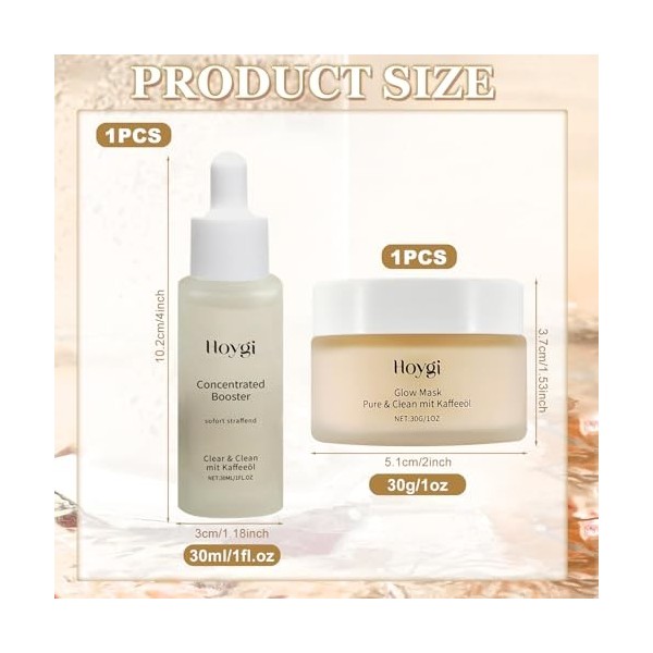 Soins de Nuit Anti Rides, Glow Mask avec lhuile de Café, Concentrated Booster, Crème de Nuit Redensifiante, Éduit les Pores ...