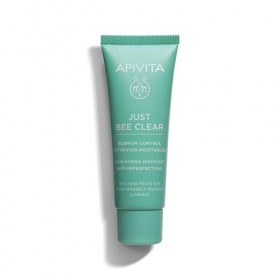 Apivita Just Bee Clear Crème Hydratante Matifiante Anti-Imperfections Pour Peaux Grasses, Acné, Imperfections Et Boutons 40ml