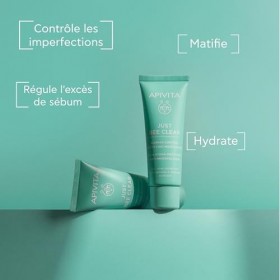 Apivita Just Bee Clear Crème Hydratante Matifiante Anti-Imperfections Pour Peaux Grasses, Acné, Imperfections Et Boutons 40ml