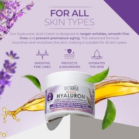 Victoria Beauty Crème anti-âge à lacide hyaluronique contre les rides et les cernes, crème pour le visage à lacide hyaluron C...