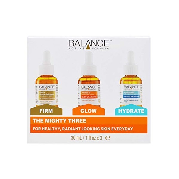 Balance Active Formula The Mighty Three 3 x 30 ml – Ingrédients actifs révolutionnaires résultats visibles. Trois sérums ci
