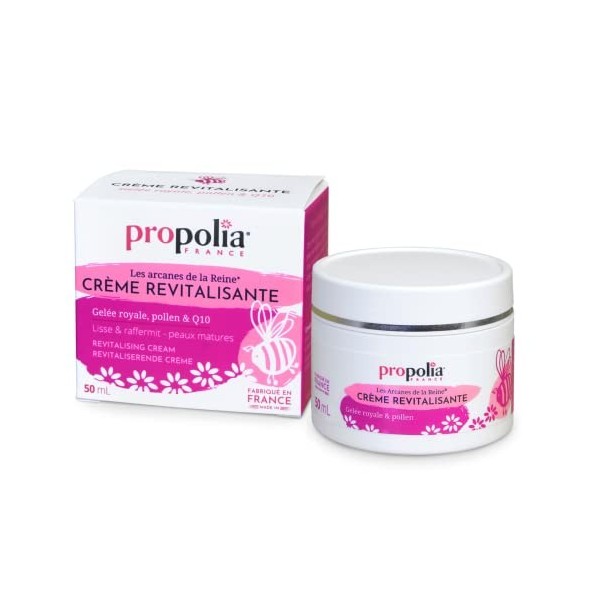PROPOLIA - Crème revitalisante - Gelée royale/Pépins de raisins/Pollen - Soin visage anti-âge, anti-rides et anti-tâches - Fa