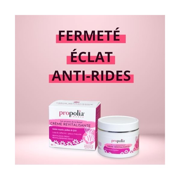 PROPOLIA - Crème revitalisante - Gelée royale/Pépins de raisins/Pollen - Soin visage anti-âge, anti-rides et anti-tâches - Fa