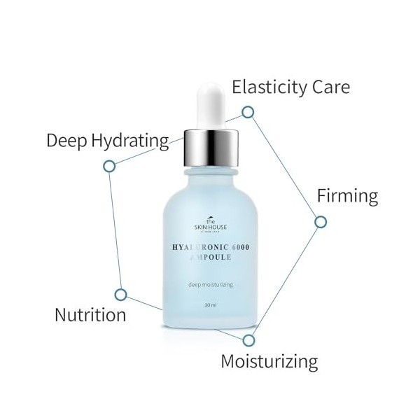 THE SKIN HOUSE since 1979 Ampoule Hyaluronic 6000 1,01 once liquide, 30 ml . Ampoule dacide hyaluronique profondément hydra