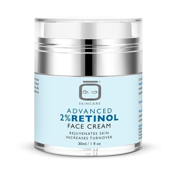OMIC Advanced 2% Retinol Face Cream, 1 fl oz, Rejuvenates Skin, Increases Turnover - Brightening Cream - Moisturizing Beauty 