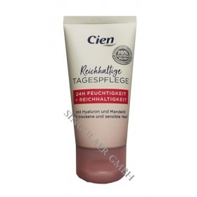 CIEN Soin de jour riche à lacide hyaluronique et à lhuile damande pour peaux sèches et sensibles - 1 x 50 ml