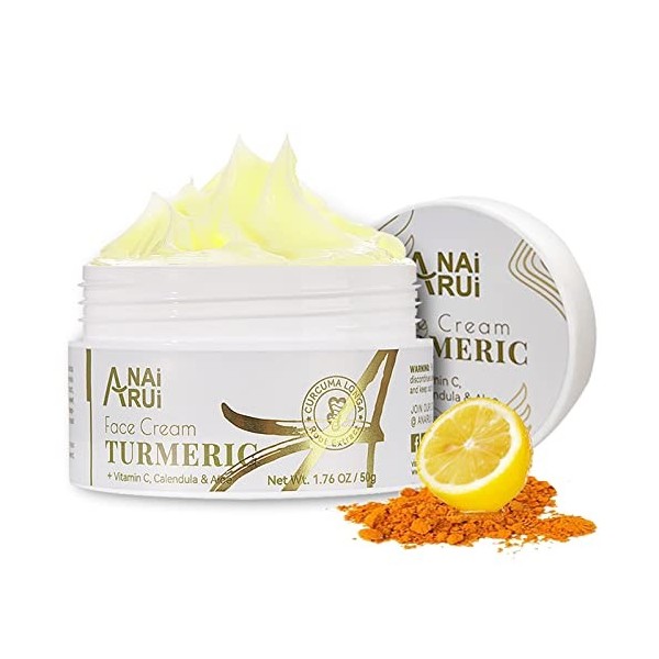 ANAiRUi Crème au Curcuma, Crème à la Vitamine C pour le Visage et le Corps, Hydratant Facial au Curcuma pour les Taches Sombr