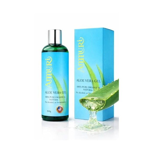 Aloe Vera Gel 100% Pure Organic & Natural Freshly Cut Aloe Best for Acne, Psoriasis & Body Care, Face Care, No Sticky Residue...