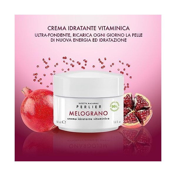 Perlier Crème hydratante à la grenade - Formule avec 96 % dingrédients dorigine naturelle - 50 ml
