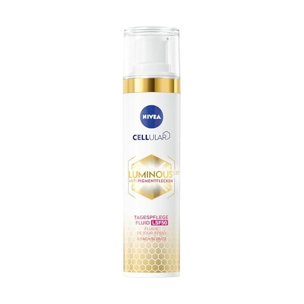 NIVEA LUMINOUS630 Soin de jour anti-taches pigmentaires pour le visage avec SPF 50, thiamidol, acide hyaluronique et vitamine