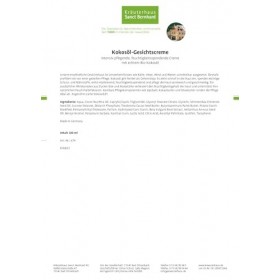 Sanct Bernhard Crème visage hydratante à lhuile de noix de coco 100 ml