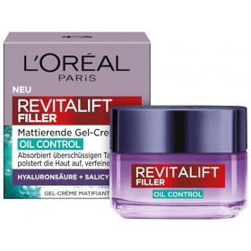 LOréal Paris Revitalift Filler Crème gel matifiante Oil Control – Crème visage à lacide hyaluronique et à lacide salicyliq