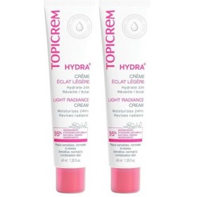 Topicrem - HYDRA+ Crème Hydratante Éclat Légère pour Peaux Sensibles, Normales à Mixtes, Adultes et Adolescents - Hydrate 24h