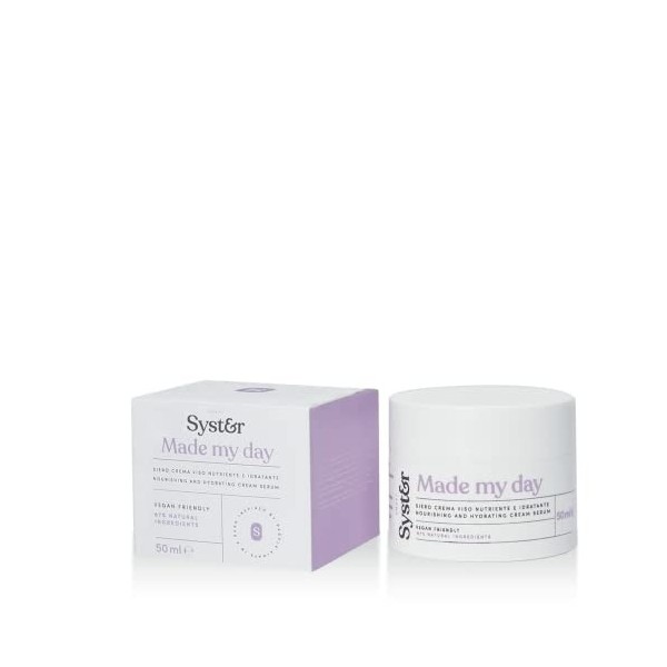 Sérum Crème Visage Nourrissant et Hydratant pour les Peaux Normales, Combinées et Grasses Vegan, Made in Italy, Sans Paraben,