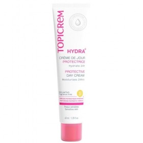 Topicrem - HYDRA+ Crème de jour protectrice - Crème Visage Peaux Sensibles, Adultes - Hydrate 24h, Protège la Peau, SPF50+ - 