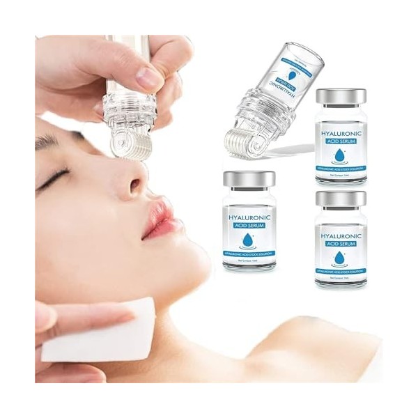 Flysmus Pockmarksheal Microdart Roller à lacide hyaluronique, sérum à lacide hyaluronique, améliore les rides et les ridule C...