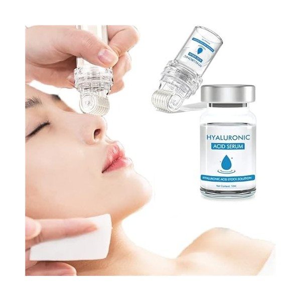 Flysmus Pockmarksheal Microdart Roller à lacide hyaluronique, sérum à lacide hyaluronique, améliore les rides et les ridule C...