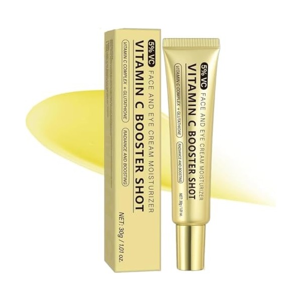 Sérum Booster de Vitamine C, Essence Éclat Anti-Rides VC, Éclaircissant, Hydratant Anti-Rides, Améliore le Teint Crème Jour e...