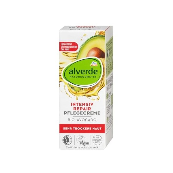 alverde NATURKOSMETIK Crème réparatrice intense pour le visage 50 ml