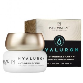 Pure Mineral - Crème Anti-Rides Hyaluron pour Tous Types de Peau - Minéraux Mer Morte, Hydratation Renforcée, Raffermit le Vi