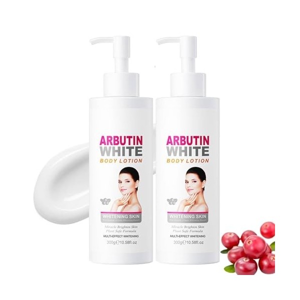 Alpha Arbutin Lotion pour le Corps éclaircissante pour la Peau avec niacinamide, Lait Eclaircissant Peau Noire, Hydratant pou...