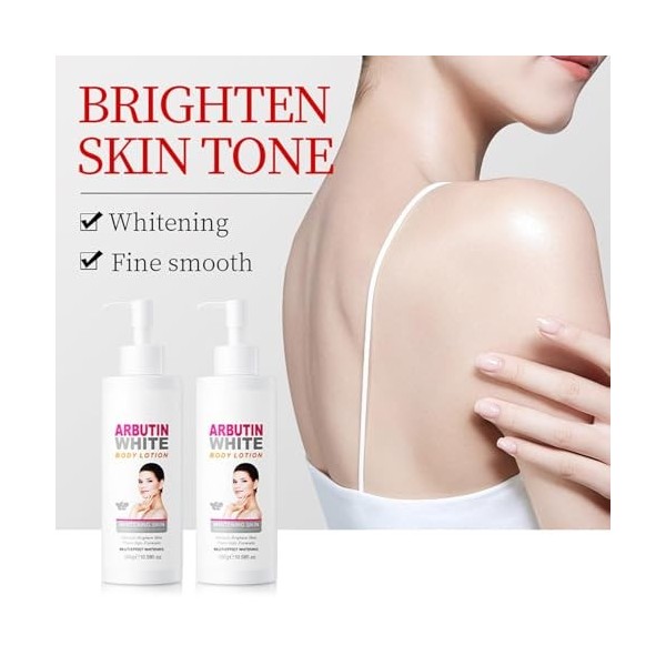 Alpha Arbutin Lotion pour le Corps éclaircissante pour la Peau avec niacinamide, Lait Eclaircissant Peau Noire, Hydratant pou...
