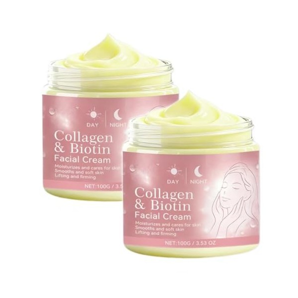 Crème de jour et de nuit au collagène, lotion hydratante multi-effets raffermissante et liftante pour le visage, améliore le ...