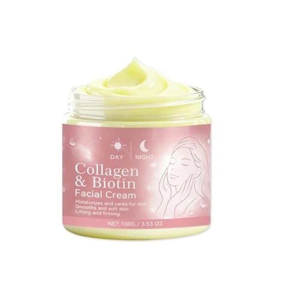 Crème de jour et de nuit au collagène, lotion hydratante multi-effets raffermissante et liftante pour le visage, améliore le ...