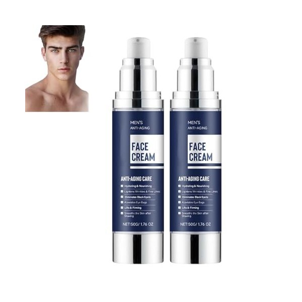 Crème hydratante visage 6 en 1 pour homme, crème anti-âge, lotion raffermissante pour le visage, lissante, hydratante et nour...