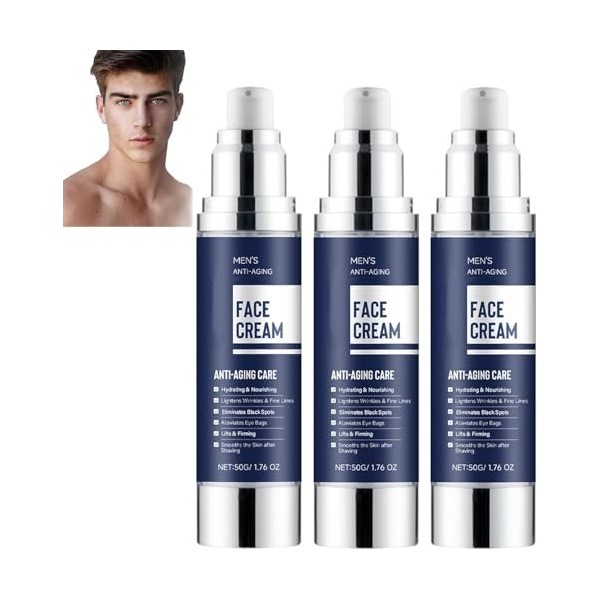 Crème hydratante visage 6 en 1 pour homme, crème anti-âge, lotion raffermissante pour le visage, lissante, hydratante et nour...