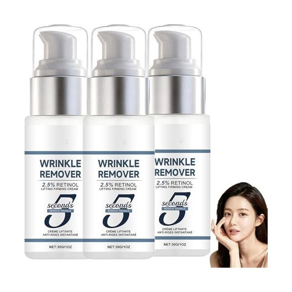 Lot de 2 crèmes anti-rides intensives au rétinol 5 secondes, crème lifting instantanée pour le visage, soin raffermissant et ...