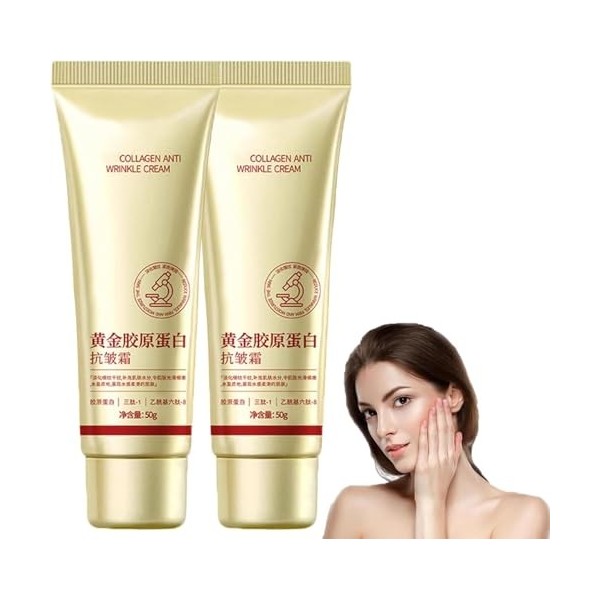Crème anti-rides au collagène doré et au collagène, crème hydratante anti-âge raffermissante pour le visage, réduit les rides