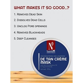 Nutriglow Advanced Organics De Tan Cream Mask with Skin Lightning, Reduce Wrinkles, Fine Lines & Fade Blemishes & Pigmentatio
