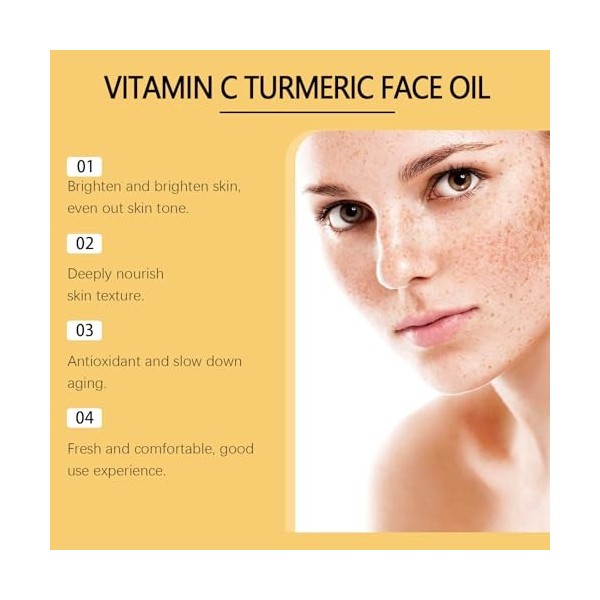 Huiles Visage Au Curcuma Anti-âge, Anti-rides Et Ridules, Vitamine C, Huile Visage Au Curcuma, Raffermissement De La Peau, Éc...