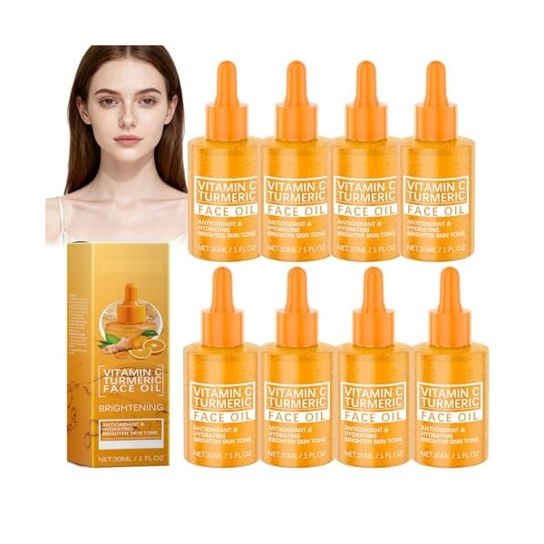 Huiles Visage Au Curcuma Anti-âge, Anti-rides Et Ridules, Vitamine C, Huile Visage Au Curcuma, Raffermissement De La Peau, Éc...