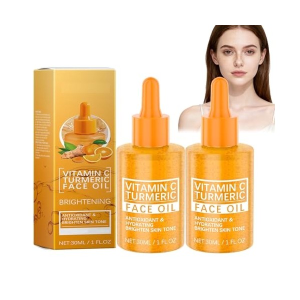 Huiles Visage Au Curcuma Anti-âge, Anti-rides Et Ridules, Vitamine C, Huile Visage Au Curcuma, Raffermissement De La Peau, Éc...
