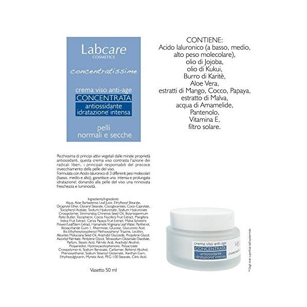 Crème visage anti-âge anti-oxydante Hydratation intense Riche en principes actifs végétaux aux propriétés ciblées antioxydant