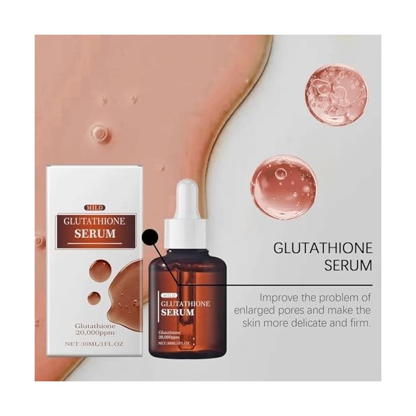 WINONDE Sérum au glutathion, sérum au glutathion avec 20 000 ppm de glutathion, glutathion niacinamide, niacinamide et Acide ...