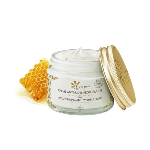 Fleurance Nature- Crème anti-rides régénérante à la gelée Royale- 50ml- Crème visage jour hydratante certifié Bio Cosmos Ecoc...