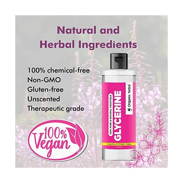 Organic Netra Glycerine for Face 100% Pure & Natural Glycerine Liquid for Face, Beauty and Skin Care Pure & Unscented Glyceri