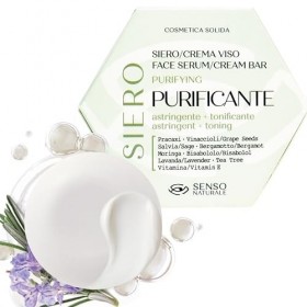 Senso Naturale Sérum Visage Solide Purifiant Astringent à la Vitamine E, Crème Visage pour Peau Mixte ou Grasse, Masque de Nu