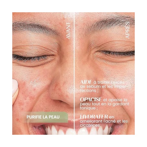 Senso Naturale Sérum Visage Solide Purifiant Astringent à la Vitamine E, Crème Visage pour Peau Mixte ou Grasse, Masque de Nu