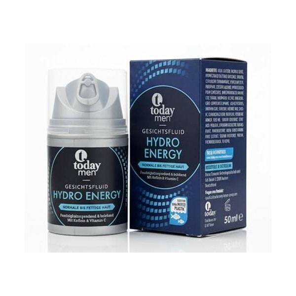 Men Hydro Energy Liquide pour le visage 50 ml Avec caféine et vitamine C Pour peaux normales à grasses