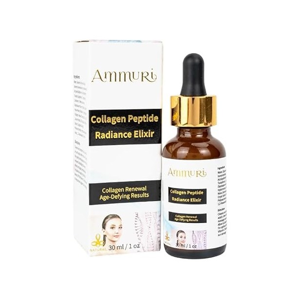 Ammuri Sérum avancé au peptide de collagène pour le visage : hydratation profonde, restauration de la peau et lissage de la t