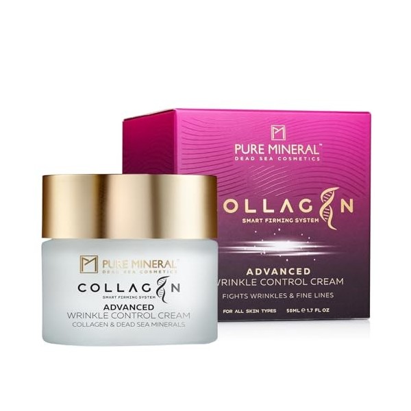 Pure Mineral - Crème Contrôle Avancé des Rides au Collagène - Minéraux Mer Morte, Réduit Rides et Fermeté, Effet Liftant - Sa