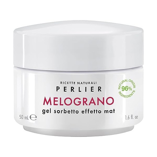 Perlier, Gel effet sorbet mat - Soins du visage - Hydratant - Grenade - Vegan - Pot 50 ml