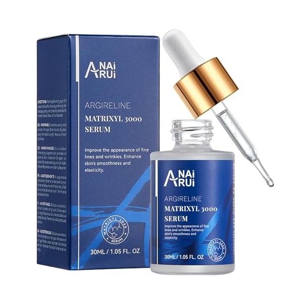ANAiRUi Matrixyl 3000 & Argireline Sérum Visage Anti-Âge avec Peptides, Acide Hyaluronique, contre les rides, renforcement Co...