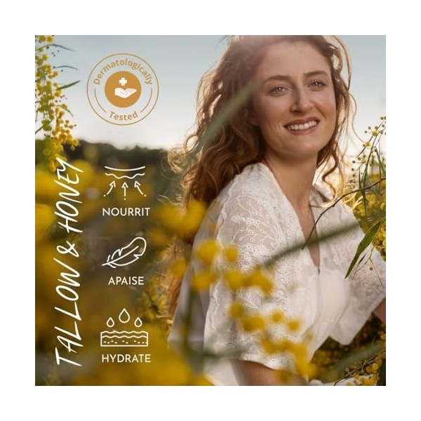 Original Tallow & Honey Balm Vanilla 60 ml, Crème au Suif de Bœuf et Miel, Baume Naturel Visage et Corps Grass-Fed, Pour Peau...