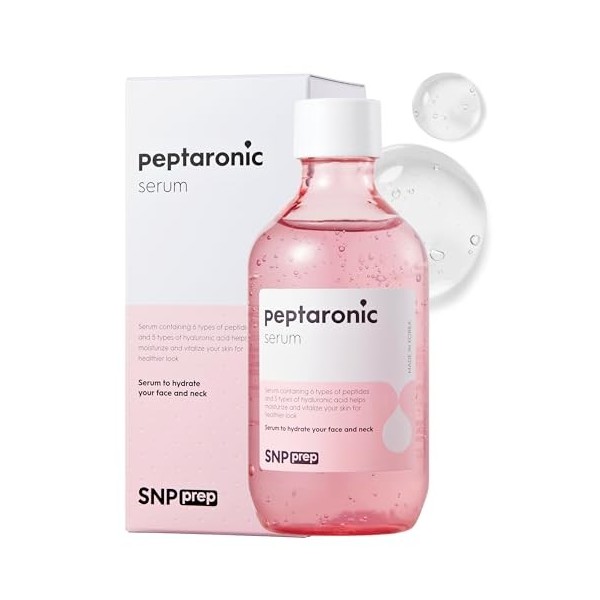 Sérum SNP Prep Peptaronic – Sérum coréen pour le visage et le corps avec 6 peptides et 5 types dacides hyaluroniques pour de